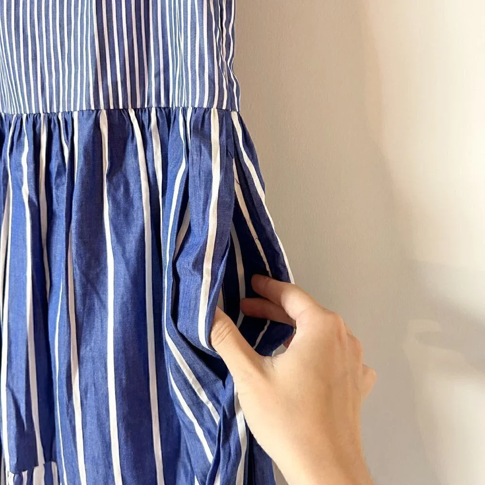 J. Crew Sleeveless Tiered Popover Dress in Mixed Stripe Size XS NWOT